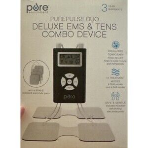 🔌 Pure Enrichment PurePulse Duo Deluxe EMS & TENS Combo Device + 20 Extra Pads